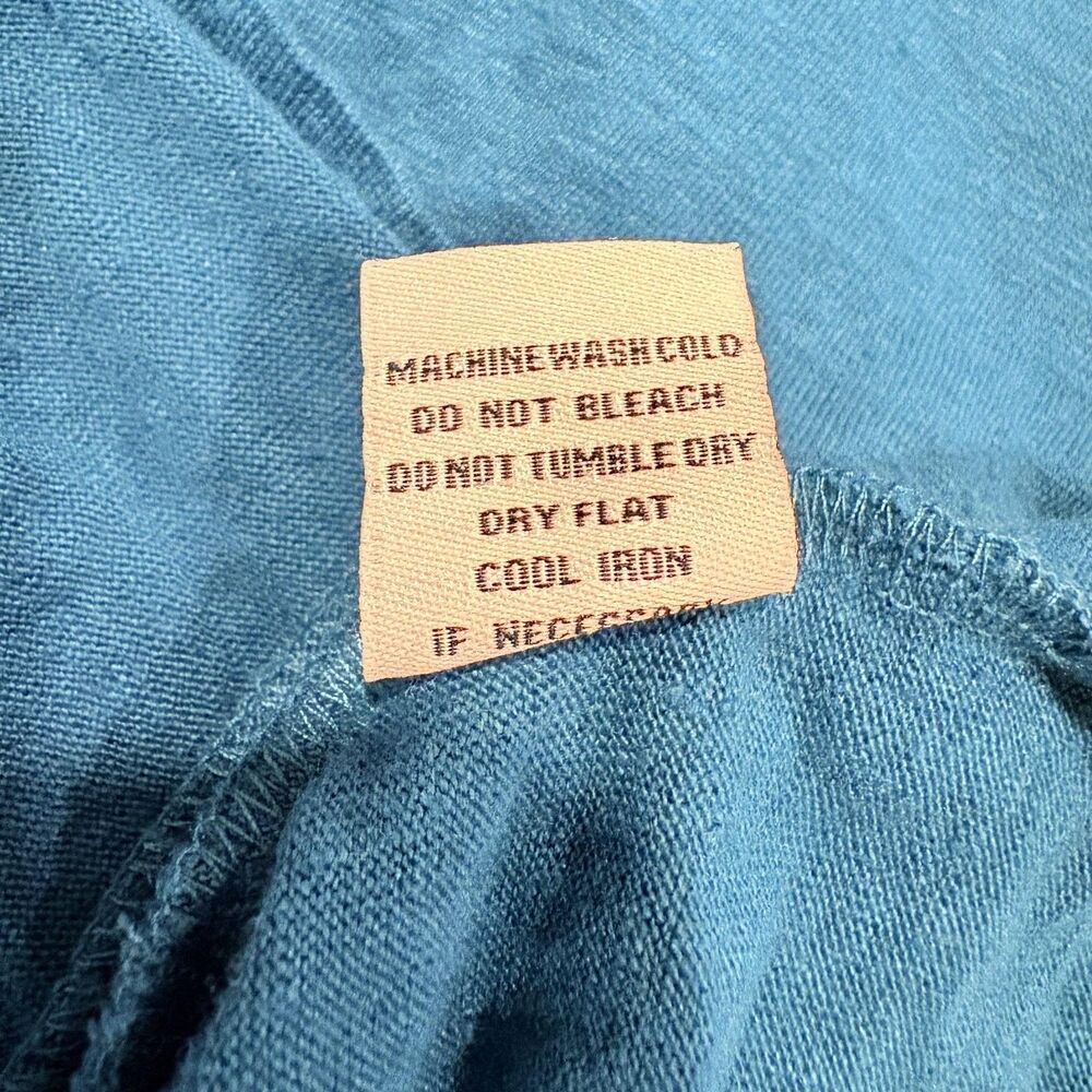 Habitat Tunic Blouse Womens Large Blue Linen V Neck 3/4 Sleeve Pocket Top - Picture 7 of 7
